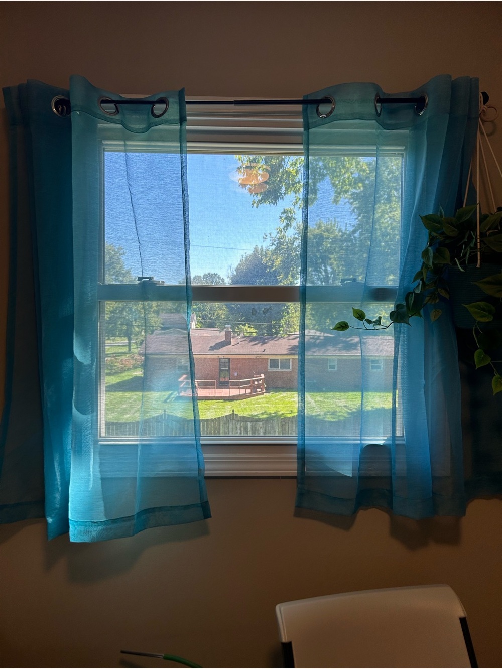 Teal Sheer Curtains with Silver Grommets (2)